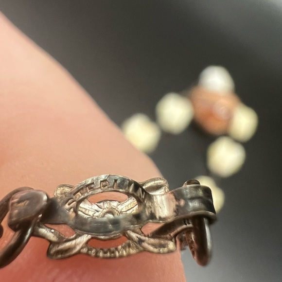 Vtg Handmade Cowrie Shell Necklace Marked Sterling - Picture 6 of 11